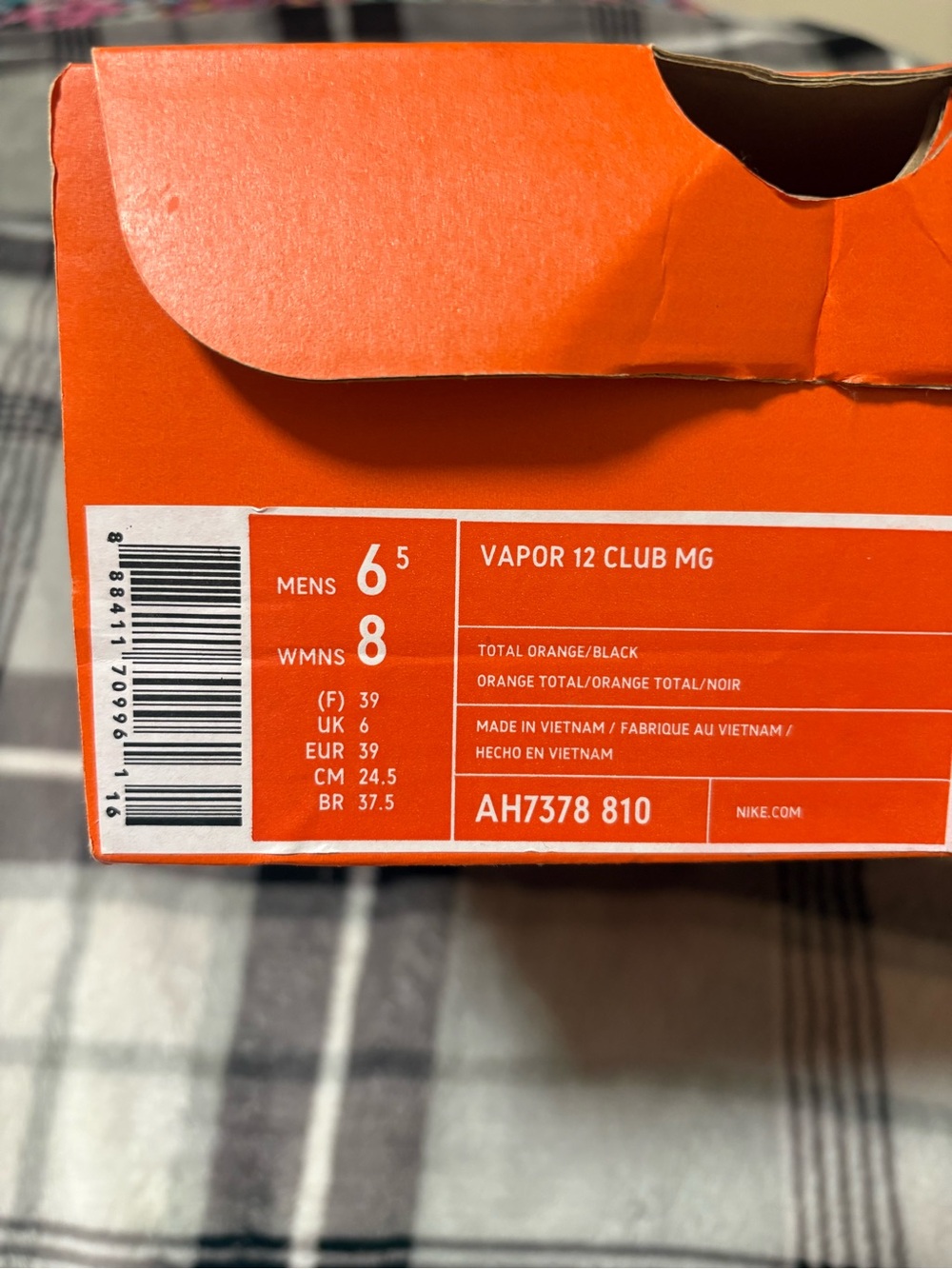 Nike Men's Bright Orange Soccer Cleats with Black Accents - Picture 6 of 6